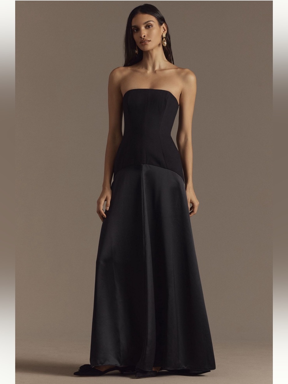 Shona Joy Adri Strapless Panelled Maxi Dress - Black Size 4